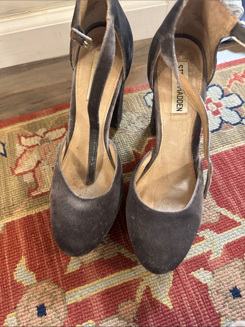 Steve Madden Gray Suede T-Strap High Heels